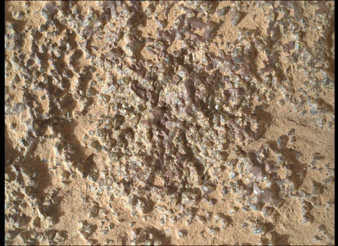 Granules 

NASA's Mars Perseverance rover acquired this image using its SHERLOC WATSON camera, located on the turret at the end of the rover's robotic arm.

This image was acquired on Sept. 22, 2024 (Sol 1277) at the local mean solar time of 15:19:54.

Image Credit: NASA/JPL-Caltech