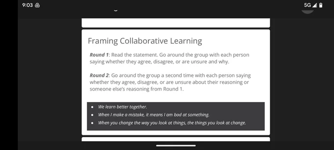 Talking points about learning together. 