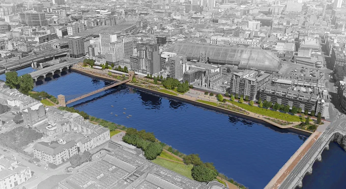 An aerial view of how the Custom House Quay area in Glasgow could look in the future.