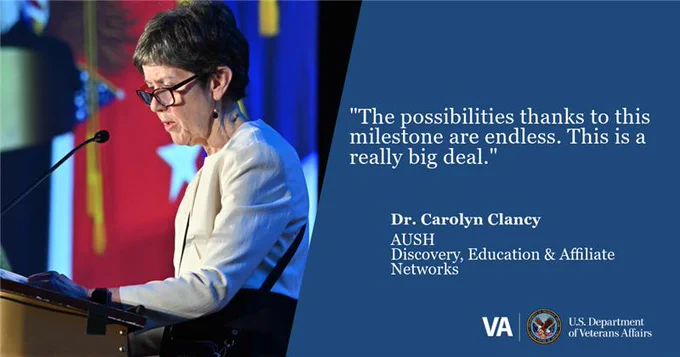 Dr. Carolyn Clancy speaking at the MVP celebratory event. 