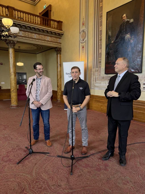 Premier Furey is joined by Minister Paul Pike and Colin Corcoran, Chief Executive Officer of the Community Sector Council. 