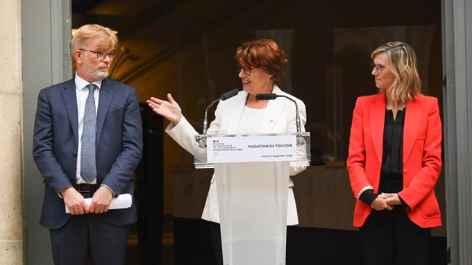 Marc Fesneau, Annie Genevard au pupitre et Agnès Pannier-Runacher 