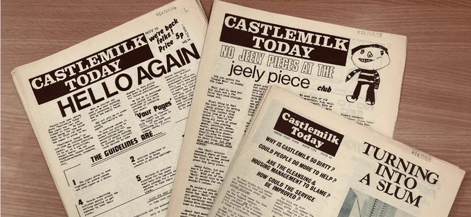 Selection of 'Castlemilk Today' community newspapers from the 1970s.