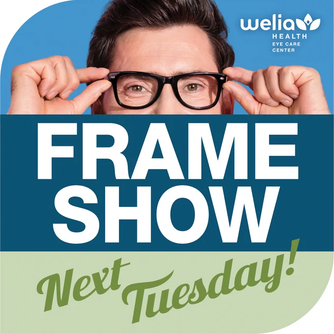 Frame show with welia health logo above and next tuesday below