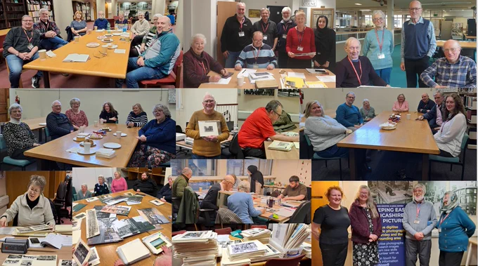 Montage of colour photographs showing people from the volunteer teams.