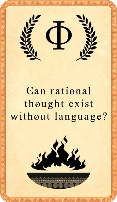 Game card from Symposium: "Can rational thought exist without language?"