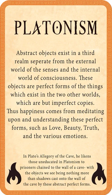 Card from Symposium, a definition of Platonism.