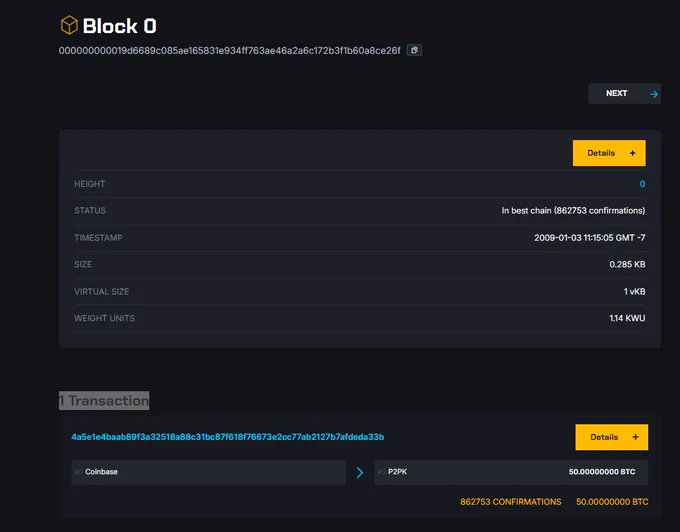 Image suggestion: Bitcoin Genesis Block.