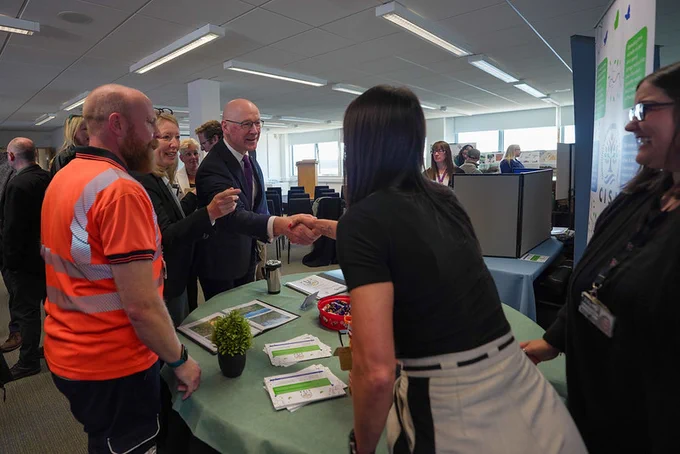 First Minister John Swinney visits the Fife Renewables Innovation Centre in Methill.