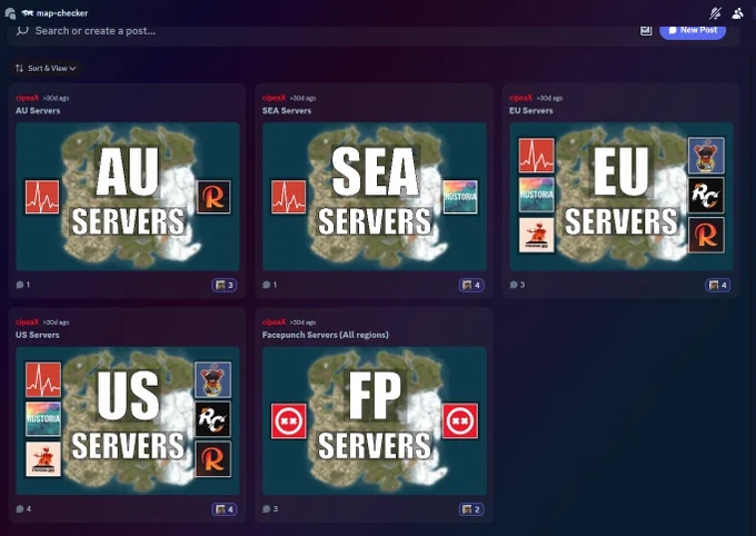 Select the region you want to check servers for