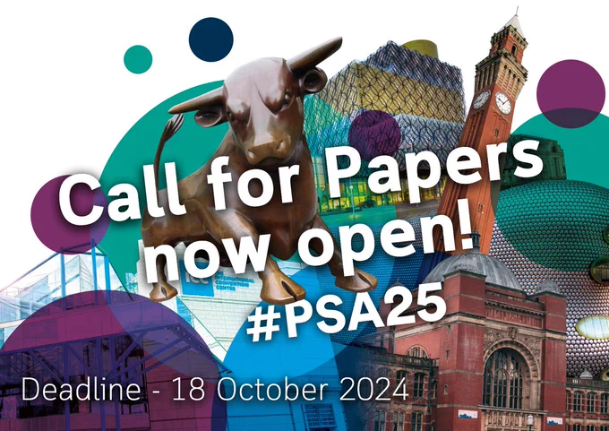 Image text: Call for Papers now open! #PSA25 Deadline - 18 October 2024