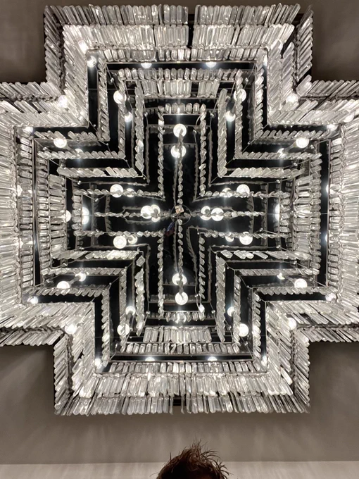 A chandelier with interesting geometric designs
