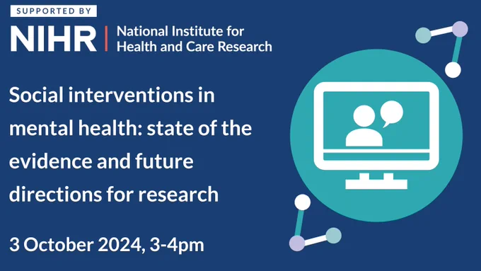 Social interventions in mental health: state of the evidence and future directions for research

3 October 2024, 3-4pm
