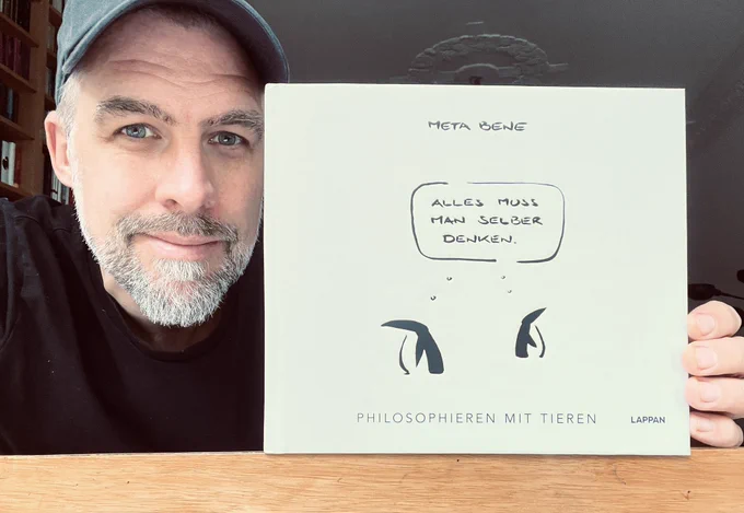"ALLES MUSS MAN SELBER DENKEN – Philosophieren mit Tieren" ist eine humorvolle Reise durch die Welt der Philosophie. Mit vielen neuen Cartoons, schönen Doppelseiten und wenig Farbe. Schaut doch mal rein: