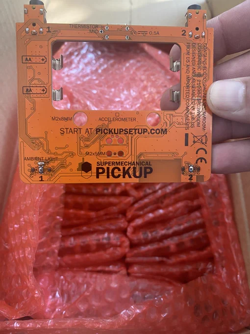 First production Pickup circuitboards in an autumnal orange