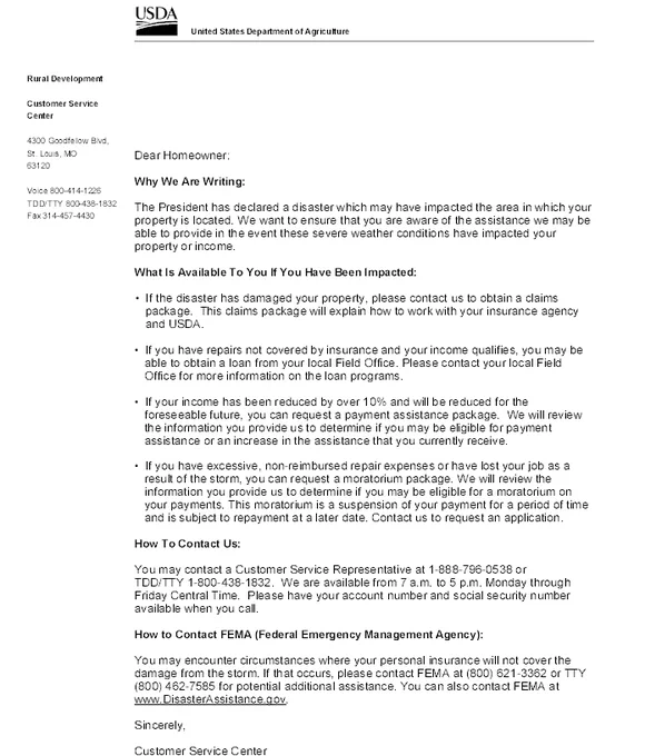 Sample We Care Letter