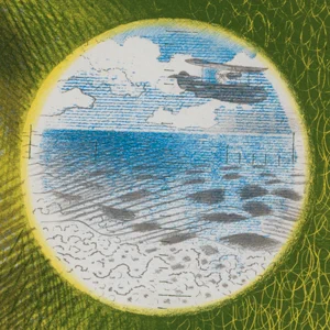 Circular view of a plane and sea view