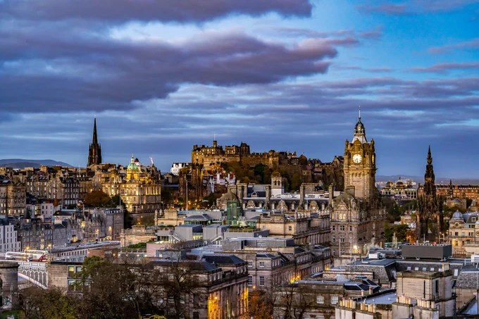 View of the city centre of Edinburgh from Calton Hill. 