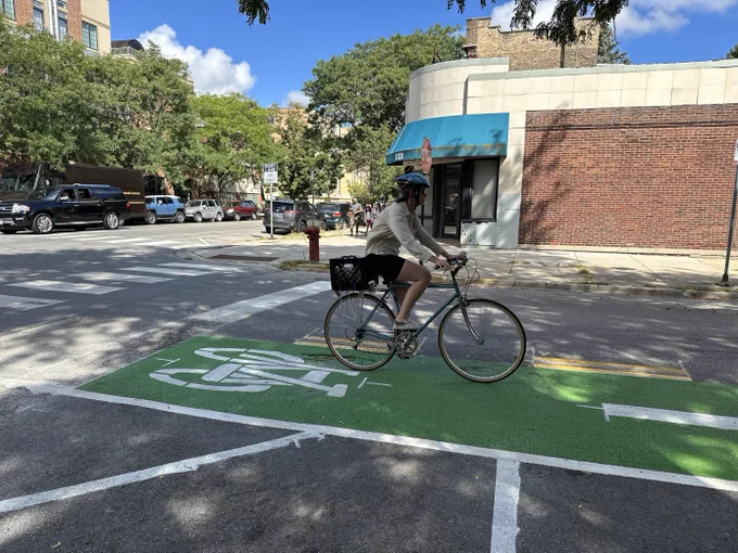 A person riding a bike on the Berwyn greenway