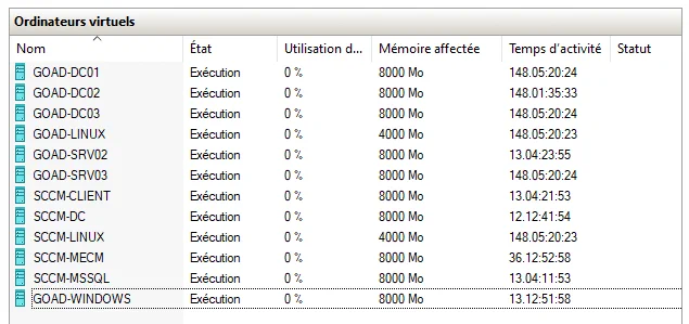 Screenshot of GOAB lab within an Hyper-V