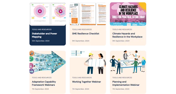 Screenshot of the Tools & Resources page on the Adaptation Scotland website