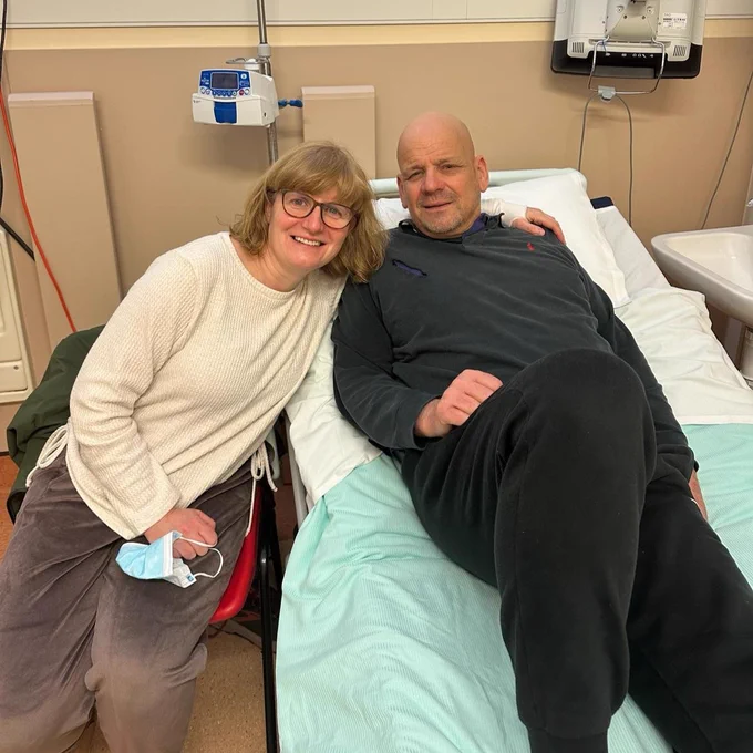 An image of Jenny and Richard in hospital.