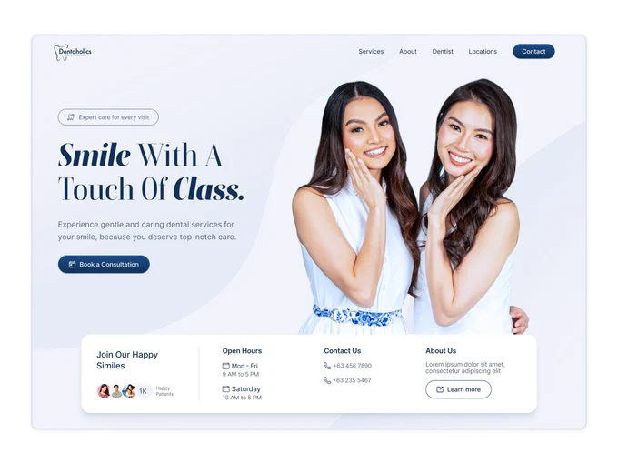 Hero section design for the dental website.