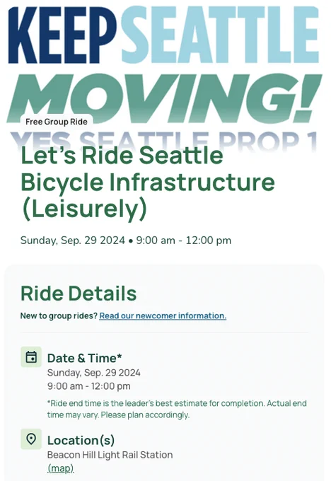 Screenshot of the event listing with the text Keep Seattle Moving at the top.