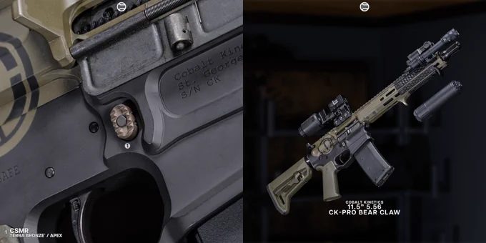 RailScales G10 RailScales in M-LOK, QTR Stop, Karve-P M-LOK Handstop, QDX Mount, Halftop Mount for Scout Pro Lights, CSMR Button | Cobalt Kinetics 11.5" 5.56 CK-Pro Bear Claw, Kinetic Consulting, HUXWRX HX-QD 5.56K, Surefire M640V Scout Light Pro w/ CSM-07 Switch, Wilcox RAID-X Laser, Aimpoint USA ACRO P-2 & 3X-P Magnifier, Spuhr RDF-20225K Mount, Magpul EMAG, MOE-SL Grip, SL-M Stock.