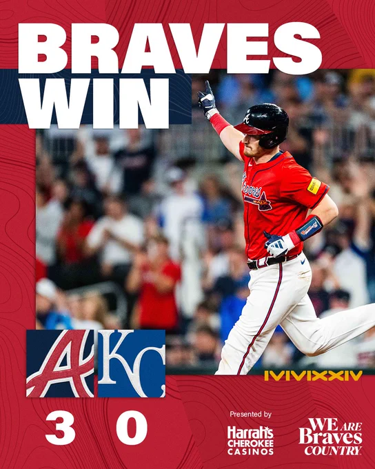 Braves 3, Royals 0.