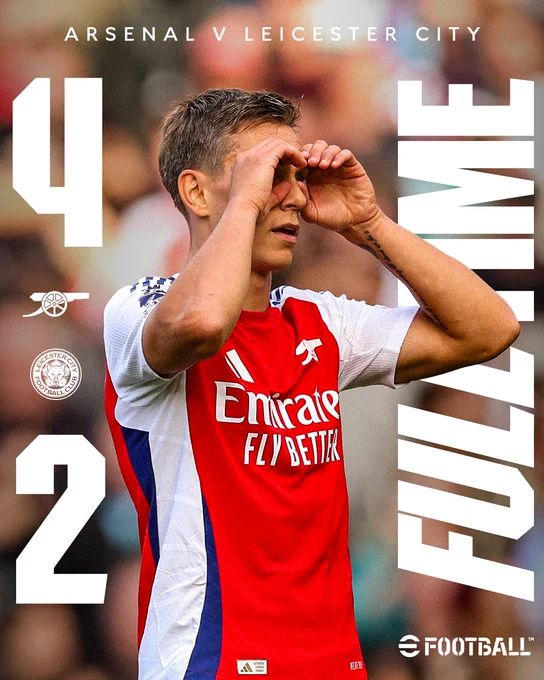 Full Time: Arsenal 4-2 Leicester City