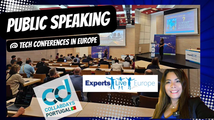 Jonah Andersson, cover image of her video sharing about her recent public speaking within Europe for Experts Live EU and CollabDays Portugal