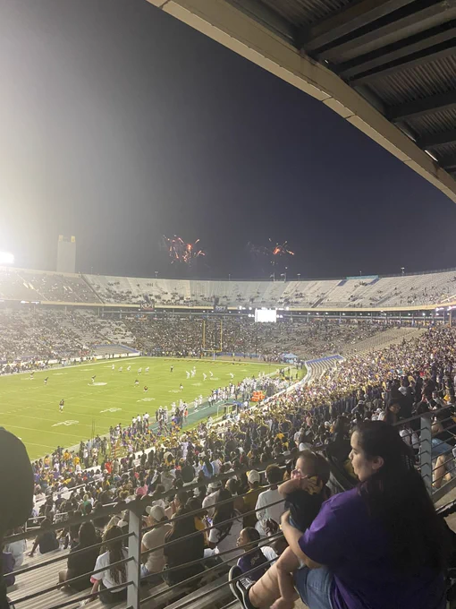 The stadium is filling up for the game.
