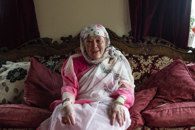 Older woman on sofa