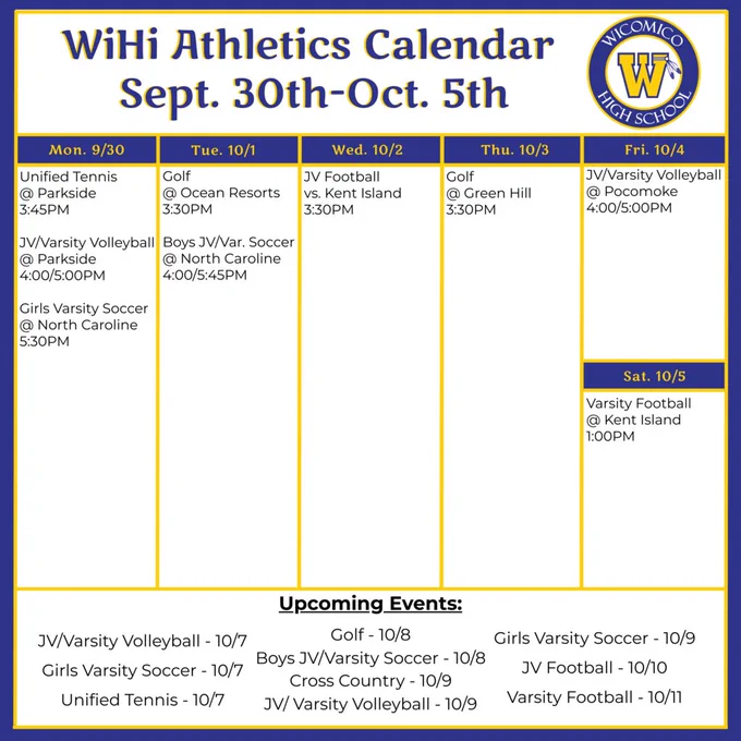 Athletic Coverage Schedule Calendar