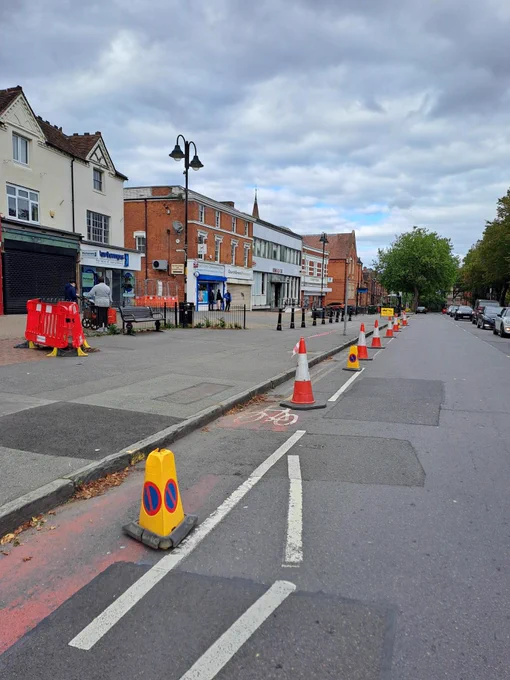 Cones placed on Church Green West