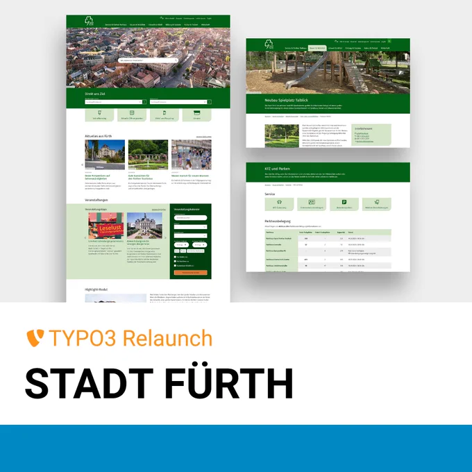 Screenshots der Webseite der Stadt Fürth