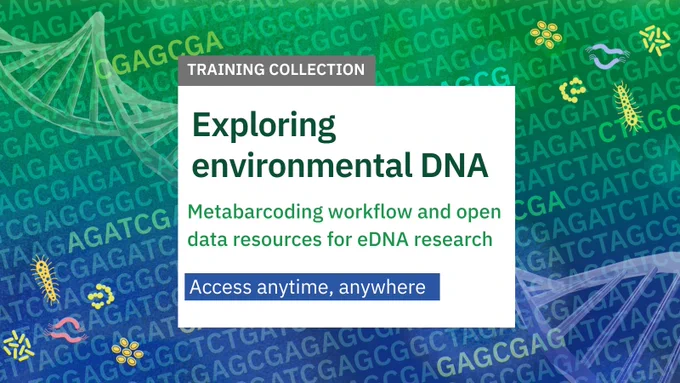 Graphics image showing a training collection about Exploring environmental DNA. Image credit: Karen Arnott, EMBL-EBI