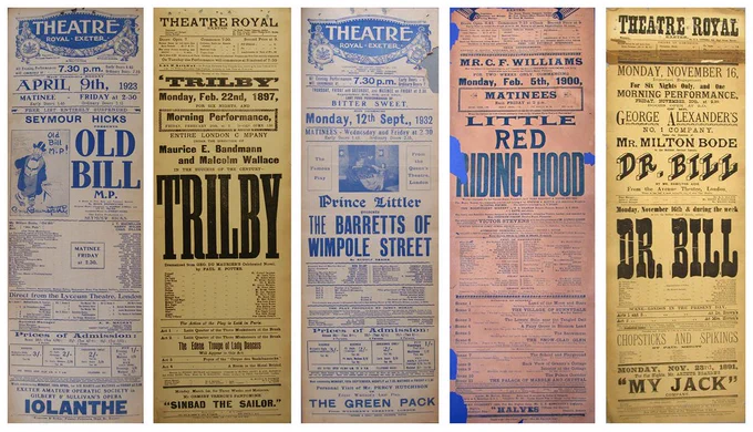Five Theatre Royal (Exeter) playbills dating from 1891 to 1932