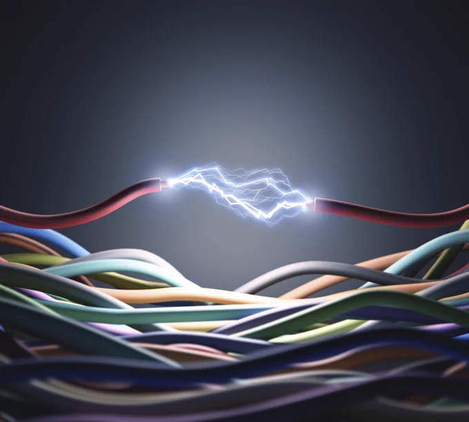 Wire with an electrical spark
