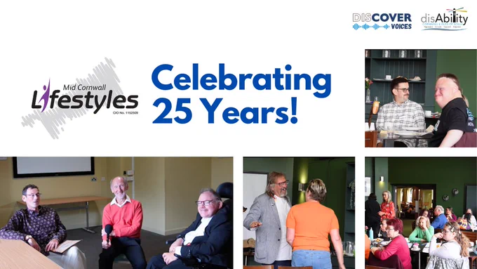 Thumbnail for your Video, with the text saying: ''Mid Cornwall Lifestyles'' ''Celebrating 25 years!''

There are four images surrounding the text, they are photos of people attending the event.