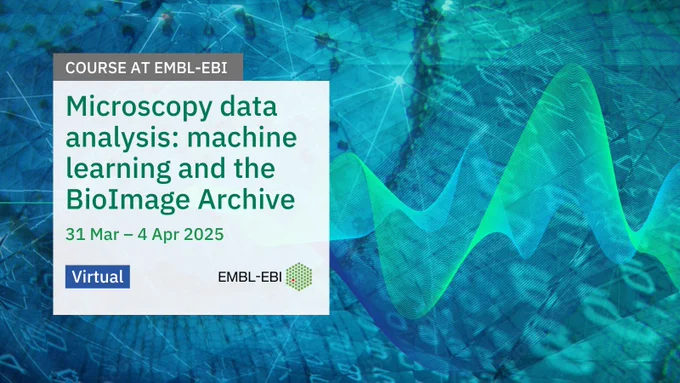Course at EMBL-EBI
Microscopy data analysis: machine learning and the BioImage Archive
31  Mar - 4 Apr 2025
Virtual 