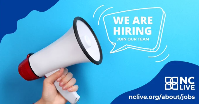 A hand holding a megaphone with the announcement, "We are hiring."