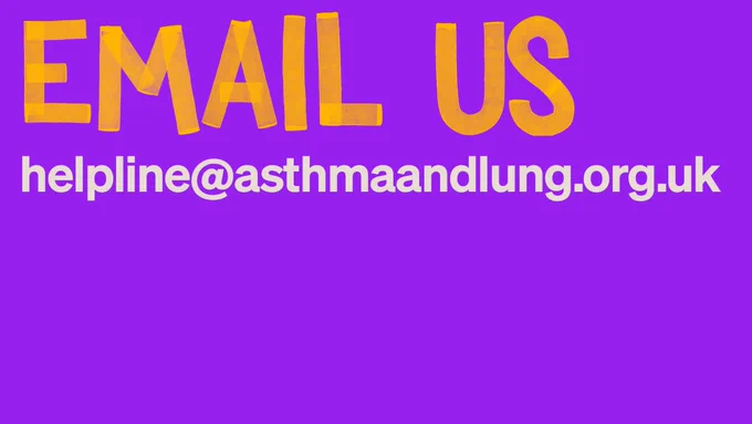 Image text reads 'Email us helpline@asthmaandlung.org.uk'.