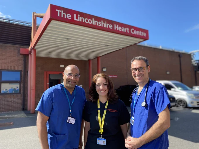 Consultant Cardiologist Dinal Taleyratne, Resuscitation Practitioner Monique Loveday and Consultant Cardiologist David O’Brien at the Lincolnshire Heart Centre