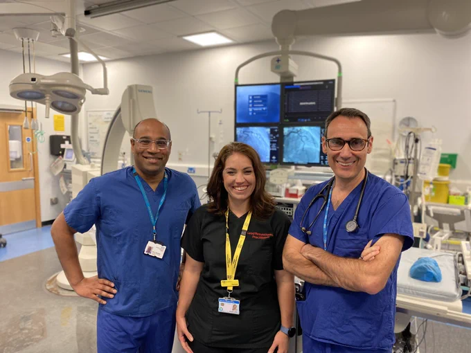 Consultant Cardiologist Dinal Taleyratne, Resuscitation Practitioner Monique Loveday and Consultant Cardiologist David O’Brien at the Lincolnshire Heart Centre