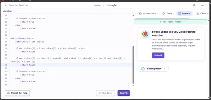 https://exercism.org/tracks/python/exercises/triangle/