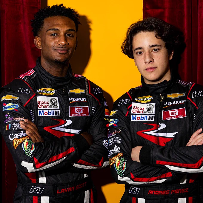 Lavar Scott and Andres Perez, drivers of the No. 6 and No. 2 Chevrolet, respectively, for Rev Racing. 