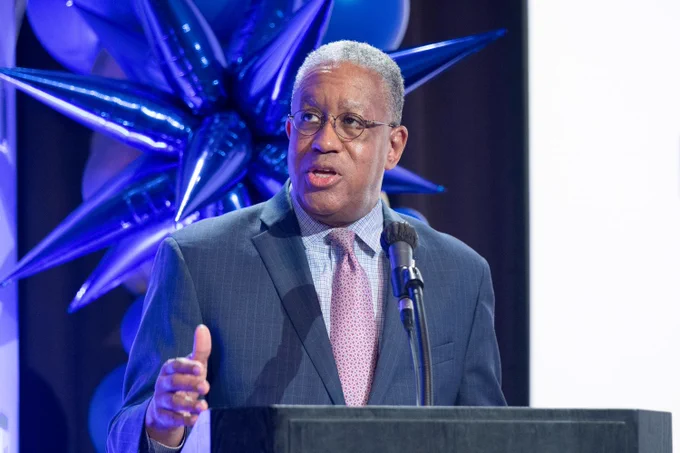 The University of Houston-Downtown President Loren J. Blanchard addresses the UHD community in a State of the University address. 