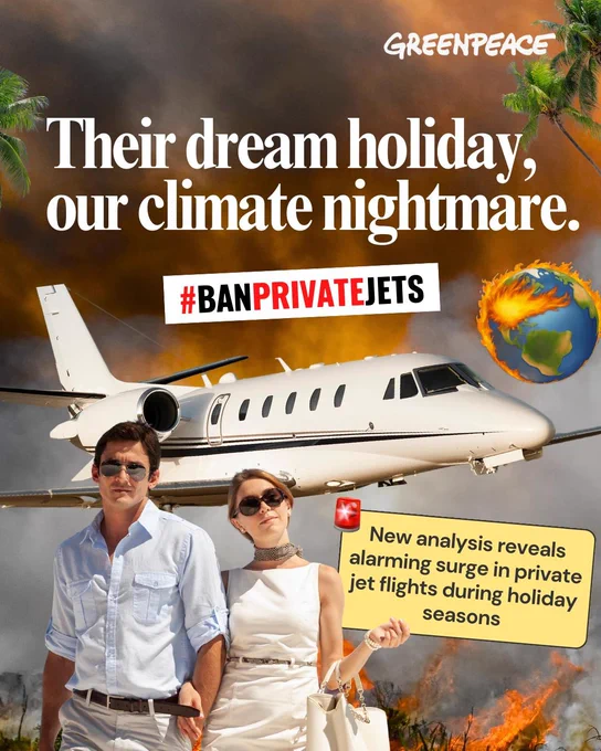 Their dream holiday, our climate nightmare
#BanPrivateJets

🚨New analysis shows alarming peak in private jet flights during summer season